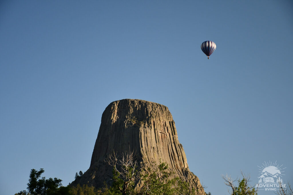 view from campground at devils tower